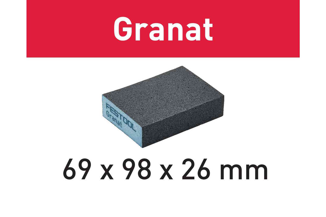 FESTOOL Abrasive Sponge Granat 69 mm X 98 mm X 26 mm (6 PACK)