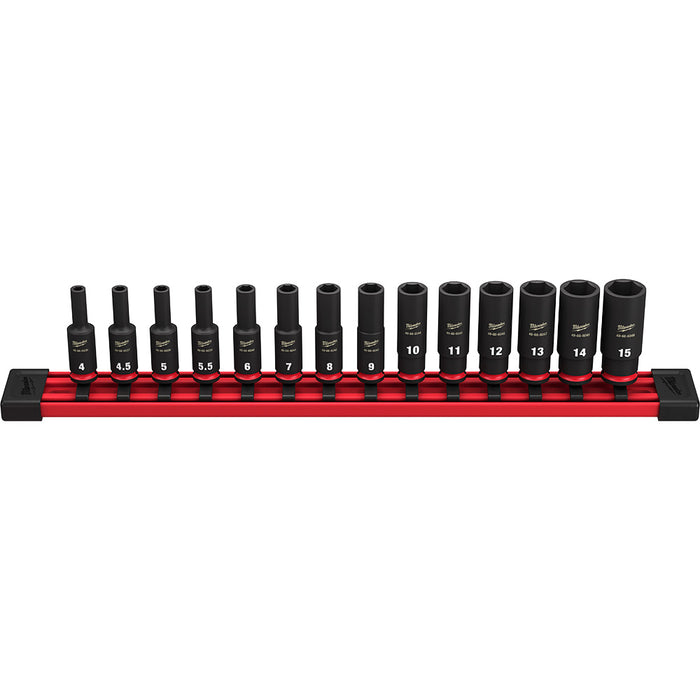 MILWAUKEE 14PC SHOCKWAVE Impact Duty Metric Deep 6 Point Socket Set