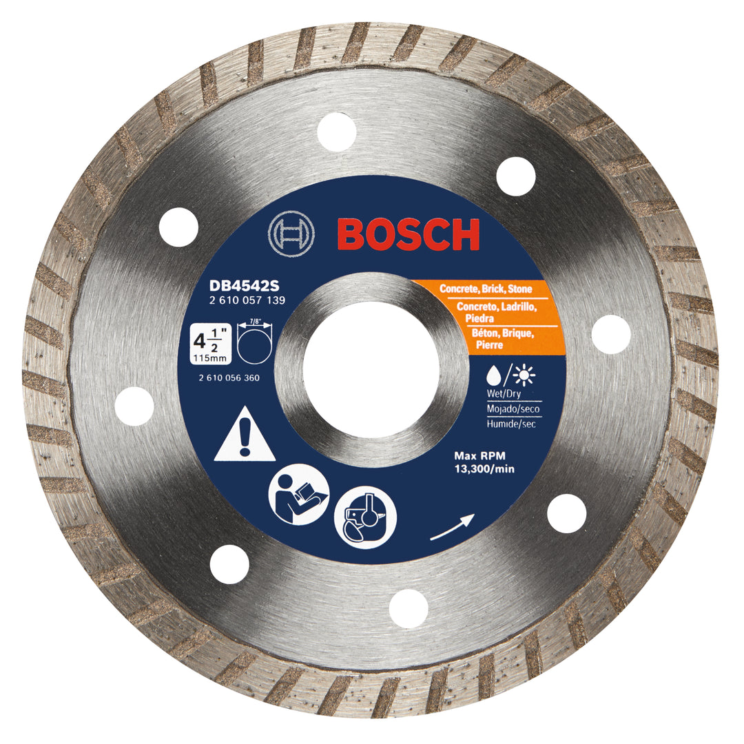 BOSCH 4-1/2" Standard Turbo Rim Diamond Blade for Smooth Cuts (5 PACK)