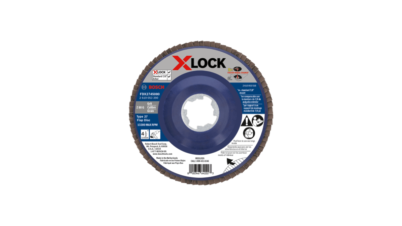 BOSCH 4-1/2" X-LOCK Arbor Type 27 80 Grit Flap Disc (10 PACK)