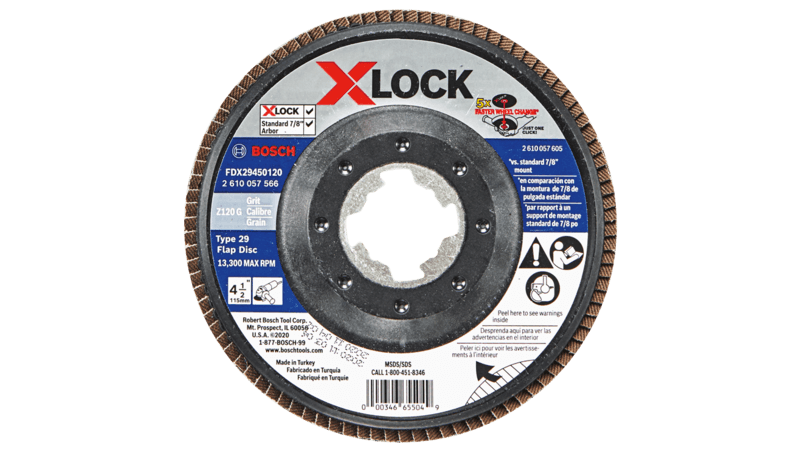 BOSCH 4-1/2" X-LOCK Arbor Type 29 120 Grit Flap Disc (10 PACK)