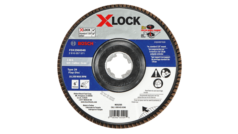 BOSCH 6" X-LOCK Arbor Type 29 40 Grit Flap Disc (10 PACK)