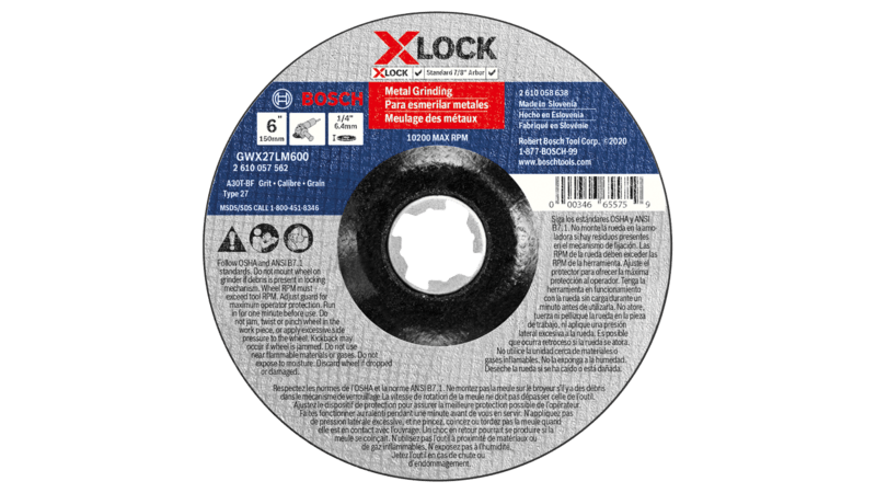 BOSCH 6" x 1/4" X-LOCK Arbor Type 27 30 Grit Metal Grinding Abrasive Wheel (10 PACK)