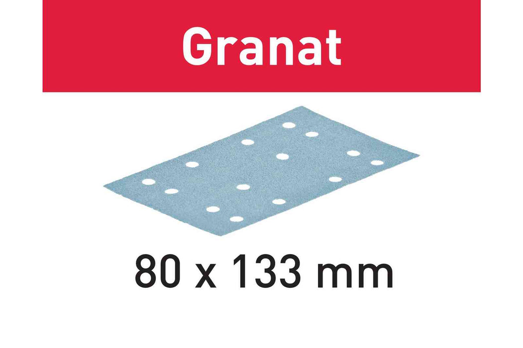 FESTOOL Grano Abrasivo Granat STF 80 mm X 133 mm (PAQUETE DE 10 / PAQUETE DE 50 / PAQUETE DE 100)