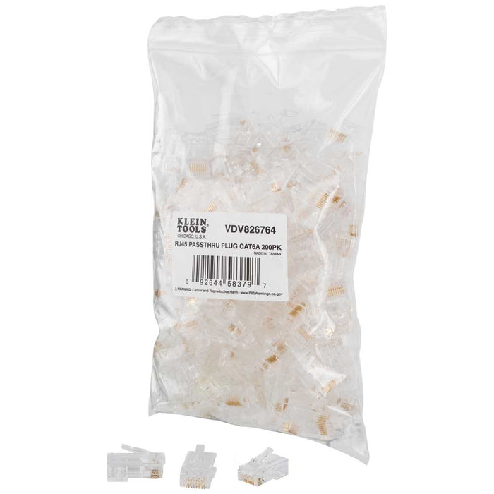 KLEIN TOOLS Pass-Thru‰ã¢ Modular Data Plugs, RJ45-CAT6A, UTP 200-Pack