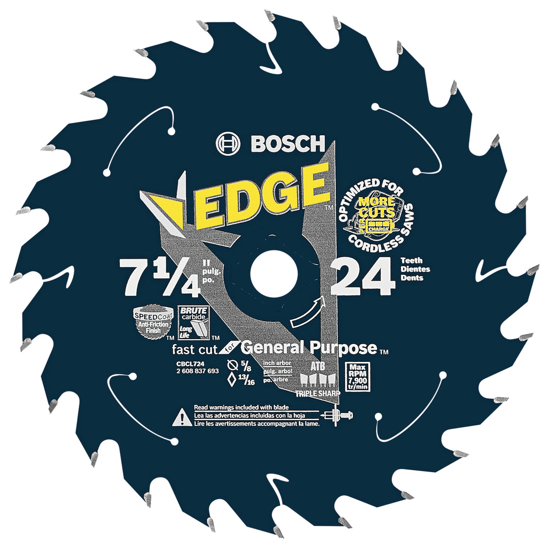 BOSCH 7-1/4" 24 Tooth Edge Cordless Circular Saw Blade for General Purpose